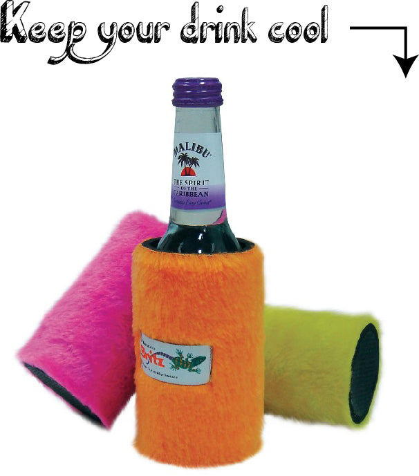 Image of neon fur bottle holder